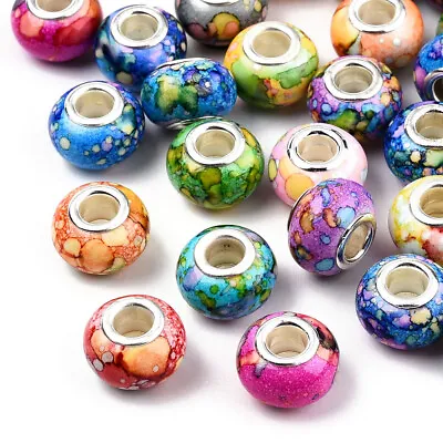 100x Resin European Crystal Beads Spacer Beads For Jewelry Making Findings • $11.14