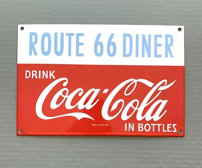 Vintage Route 66 Drink Coca-cola In Bottles Porcelain Gas Oil Soda Pop Ad Sign • $7.50