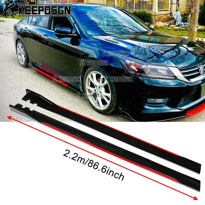 86.6'' Side Skirt Rocker Panel Splitter Red Lip For Honda Accord 2001-2022 LX EX • £58.35