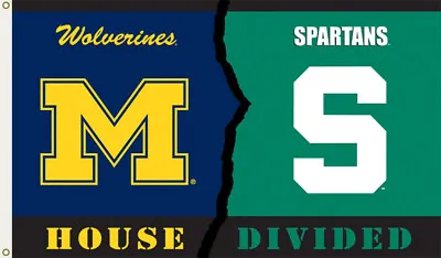 Michigan State Spartans & Wolverines House Divided Logo Flag 3x5- W/ 2 Grommets • $20.99