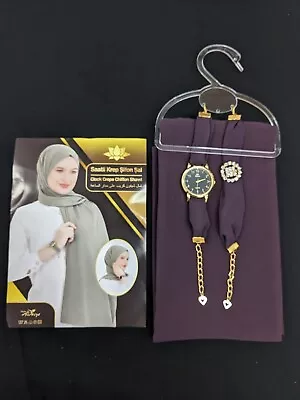 Perfect Gift Set With Lilac Chiffon Scarf Matching Watch Bracelet For Women's • £14.99