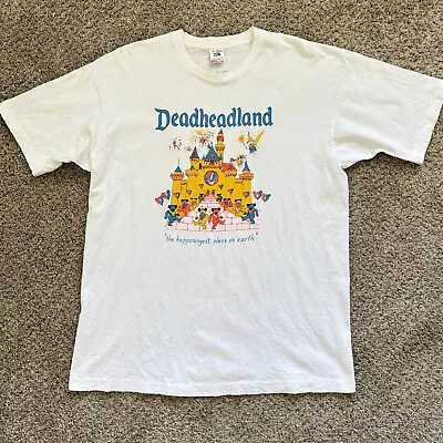 Vintage Grateful Dead Shirt Deadheadland XL White 90s Single Stitch  • $2500