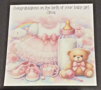 Personalised Handmade New Baby Girl Card • £1.90