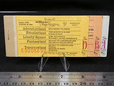 Vintage 1979 Partial Walt Disney World Adult Ride 8 Ticket Book ABD MK 4 Left • $22.99