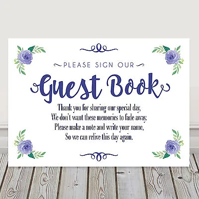 £4.40 • Buy Navy Blue Wedding Guest Book Table Sign Poem For Wishing Tree Or Well 3FOR2 (N1)