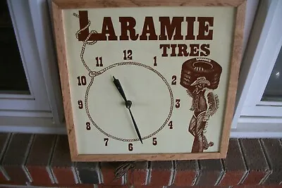 Vintage Laramie Tires Metal Wall Clock Working • $100