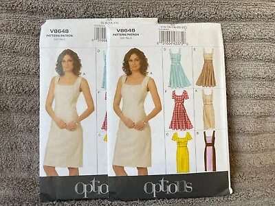 Vogue Pattern V8648 Ms OPTIONS Square Neck Dress W/Sleeve & Skirt Options • $3.25