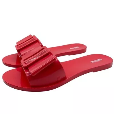 Melissa Sandals Babe Red Jelly Slides Casual Colorful Summer Vegan Womens Size 8 • $39.74