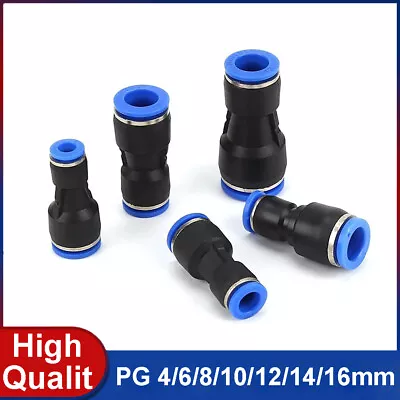 Pneumatic Push In Fitting Air Water Pipe - Straight Reducer 4/6/8/10/12/14/16mm • $2.48