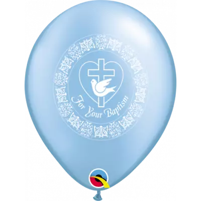 12pk For Your Baptism Cross Christening Balloons Dove White & Blue 28cm • $12.95