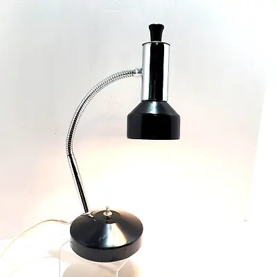 Vintage MCM Gooseneck Desk Lamp (Black And Chrome) - Space Age Design • $49