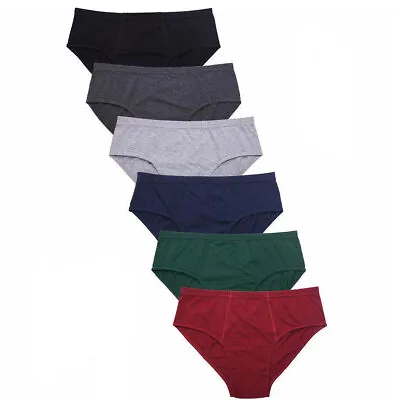 6 Men's Bikini Briefs Low Rise Cotton Solid Colors Underwear Smlxl • $19.87