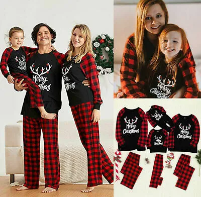 Mom Dad Kid Family Matching Christmas Pyjamas Xmas PJs Homewear Pajamas Set 2022 • £10.99