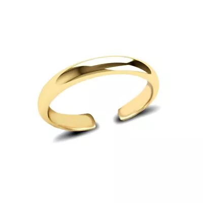 Solid 9ct Yellow Gold Hand Finished D-Shape Toe Ring • £63.04