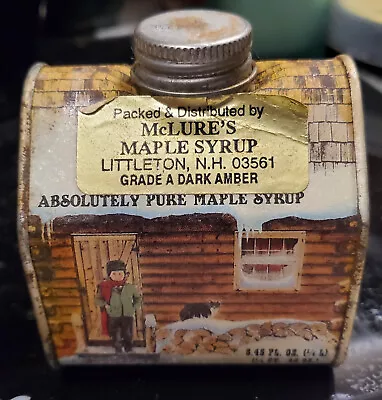 Maple Syrup New England Metal Tin Can Cabin Shaped Vintage Unopened. • $18