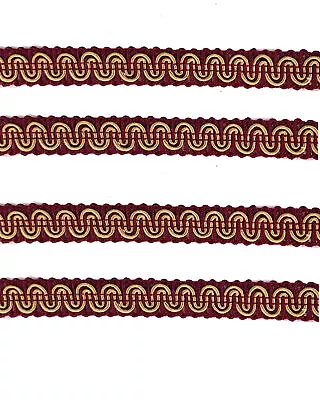Upholstery Braid - Red Wine / Gold 14mm Price Is For 5 Metres • $10