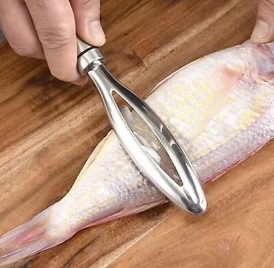 Fish Scaler Descaler Stainless Steel Tool Skin Cleaner Peeler Scraper Kitchen • $6.59