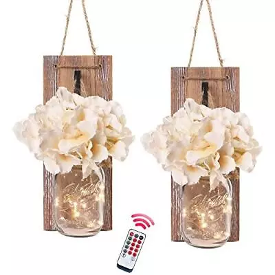 Besuerte Mason Jar Wall Sconces Set Of Two Wall Deco Cute Wall Decor With LED • $31.29