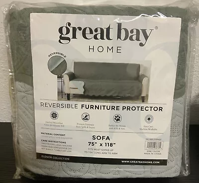 🐾 Great Bay Home Stitched Reversible FurnitureProtector 75”x 118”🆕️light Gray • $29.99