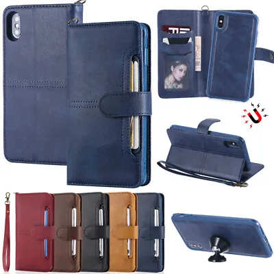 $18.28 • Buy For IPhone 15 14 13 Pro Max 7 8+ Removable Magnet Flip Leather Wallet Case Cover