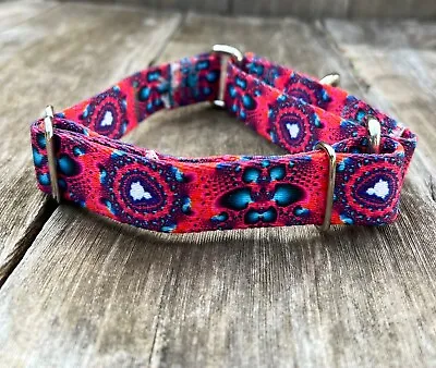 1 Inch Wide Adjustable Martingale Dog Collar - Slip On Trippy Pink Collar USA • $11.20