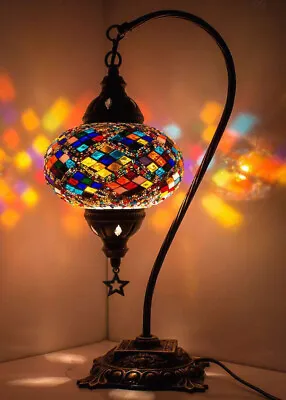 Turkish Moroccan Mosaic Bohemian Colorful Table Bedside Lamp Light Lampshade • $59.80