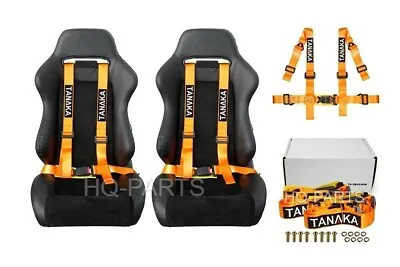 2 X Tanaka Universal Orange 4 Point Buckle Racing Seat Belt Harness 2  • $66.99