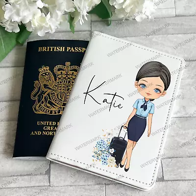 £10.99 • Buy Flight Attendant Personalised Passport Cover / Holder, Airhostess, Flying, Girl