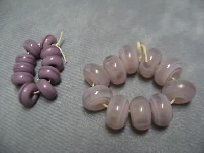  Hot Box  Glass Beads  2 Sets Of 10 Rondelles: Clear Lilac & Opaque Lavender • $9