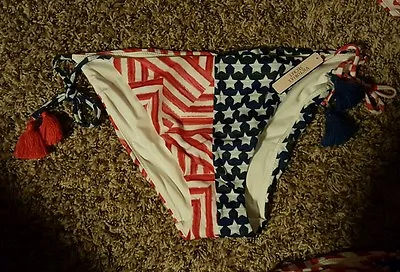 Victoria's Secret SZ L  Teeny Bikini Swim Bikini Bottoms~Stars/Stripes~ • $14.39