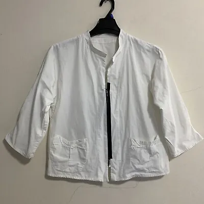 Babette Women Size Large White Front Zip 3/4 Sleeve Top Jacket  • $24.99