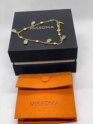 Brand New Bnib Missoma Amazonite 925 Silver Charm Bracelet 18ct Vermeil Chain • £79.99