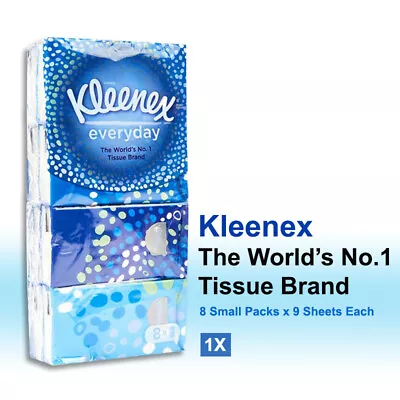 Pocket Tissues 8 Small Packs X 9 Sheets Each Facial Soft Kleenex Everyday  • $12.25