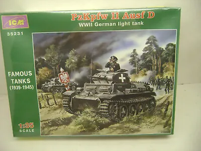 Icm 1:35 Pzkpfw Ii Ausf D Wwii German Light Tank Model Kit #35231 New Sealed Box • $14.99