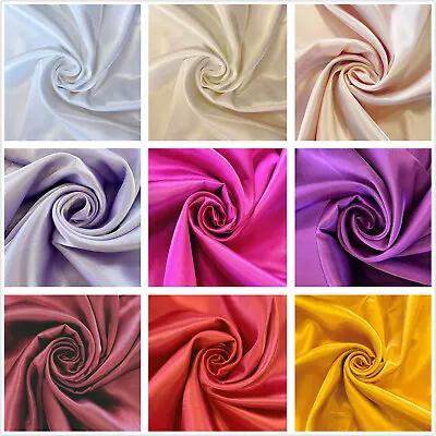 £3.40 • Buy Silky Satin Fabric Dress Craft Soft Plain Luxury Wedding Material 150 Cm Wide
