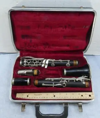 Vtg Selmer Bundy Black Wooden Clarinet 79641 W/ Geo M Bundy 3 Mouthpiece & Case • $89.96