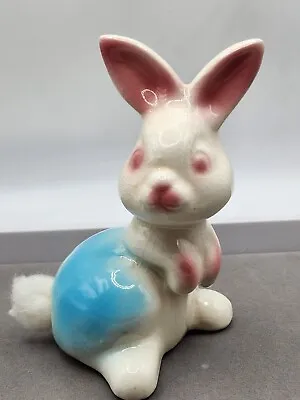 Vintage Retro Bunny Rabbit Cotton Ball Tail Dispenser Easter Decor Pottery • $8.99