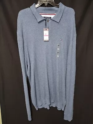 Tommy Hilfiger Iconic Mens Long Sleeve Blue Polo Pullover Sweater Shirt XXL New • $29.99