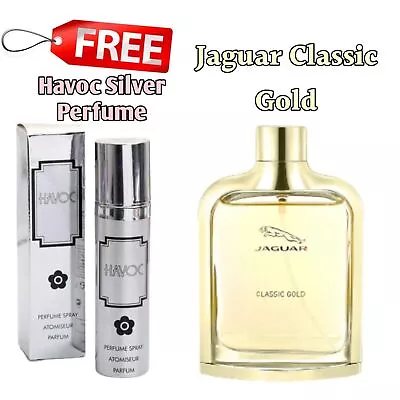 Perfume Jaguar Classic Gold Parfum Spray 3.4 Oz Men's Free Silver Perfume • $114.65