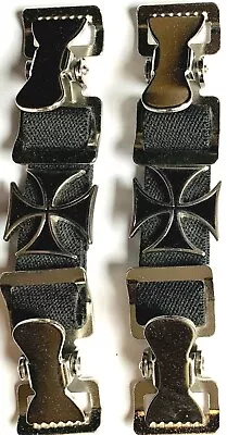  Iron Cross Motorcycle Boot Pants Straps Stirrup Heavy Duty Clip Made In Usa • $23.99