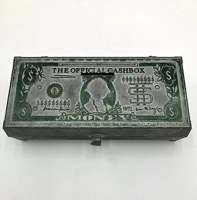 Vtg Callen Mfg Metal Bank  The Official Cash Box  Dollar Shaped Bank - 1971 • $20