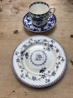 Vintage Trio Mismatched China Blue & White Cup Saucer Side Plate Yorktown Hogart • £5