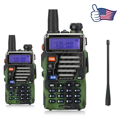 $62.99 • Buy 2x Baofeng UV-5R Plus Qualette Camouflage 2m/70cm Band VHF UHF Ham Two-Way Radio