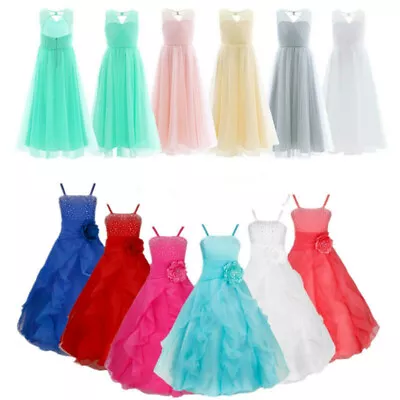 Girls Flower Wedding Dress Kid Princess Pageant Formal Gown Birthday Party Dress • $18.81