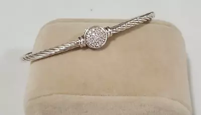 Vintage Signed Dyadema Italy 925 Pave Diamond Cable Cuff Bracelet- 7  • $59.99