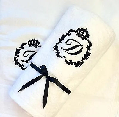 £28 • Buy Monogram Initial Personalised Embroidered Towels Gift Christmas Birthday Present