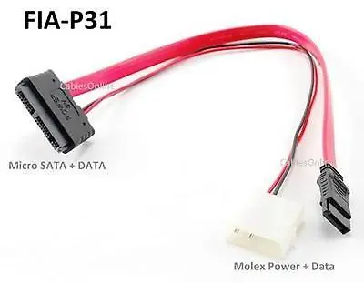 12  Micro SATA 16Pin Male To 7Pin SATA Data Male With 5V 4Pin Molex Cable • $9.99