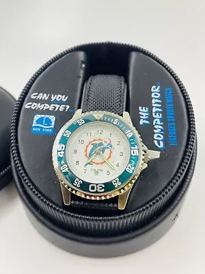 NOS Vintage 1998 Miami Dolphins Watch Sun Time NFL Series Day Date Needs Battery • $89.99