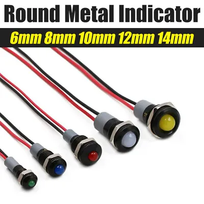 Round Type Black Body Metal LED Warning Indicator Light  Signal Lamp Pilot Wire • $4.99