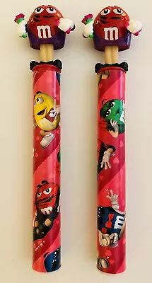 2 M&m M&M's 2012 Valentines Day Topper Red W Mustache In Coat - With Empty Tube • $7.99